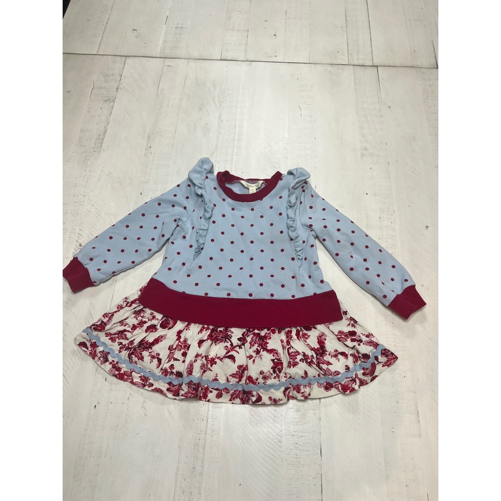 Matilda Jane Dew Drop Blue Red Sweatshirt Dress 2T